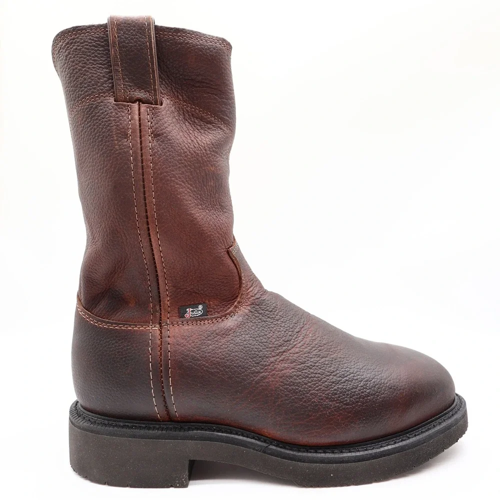 Justin Modern Steel Toe Work Boots Mens 7.5 EEE Brown Leather New In Box 4765